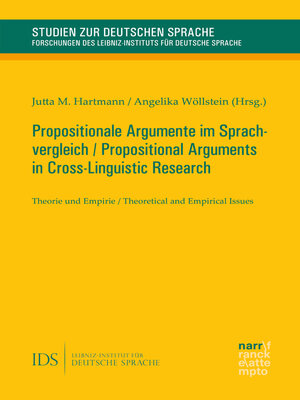 cover image of Propositionale Argumente im Sprachvergleich / Propositional Arguments in Cross-Linguistic Research